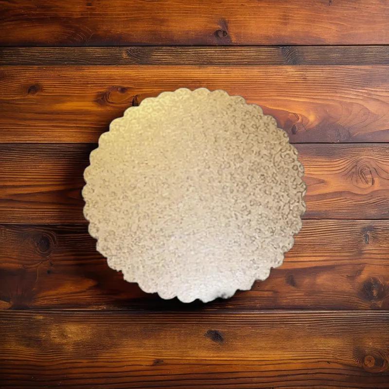 Cake Board 9 IN Paperboard Gold Round Scalloped 200/Case