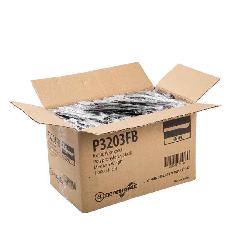 Knife PP Black Medium Weight Individually Wrapped 1000 Count/Pack 1 Packs/Case 1000 Count/Case