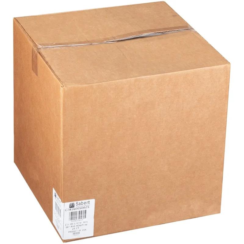 Serving Tray Base & Lid Combo With Dome Lid 16X16X3 IN 4 Compartment PET PP Black Clear Square 25/Case