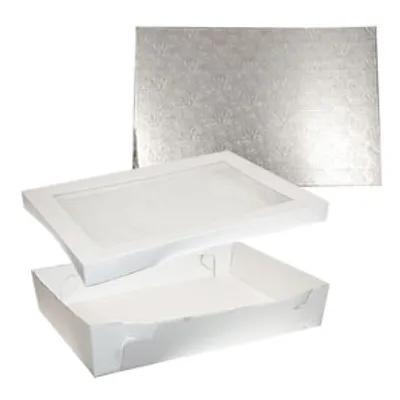 Cake Box Full Size Paperboard White Rectangle With Window 20/Case