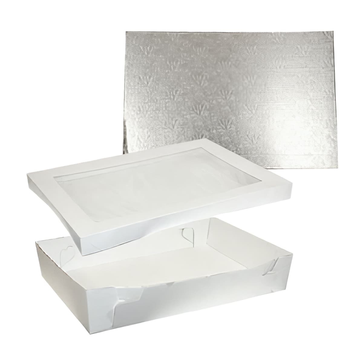 Cake Box Full Size Paperboard White Rectangle With Window 20/Case