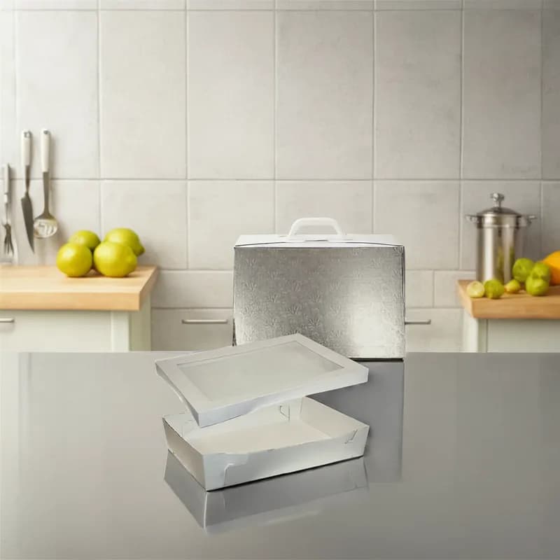 Cake Box Full Size Paperboard White Rectangle With Window 20/Case