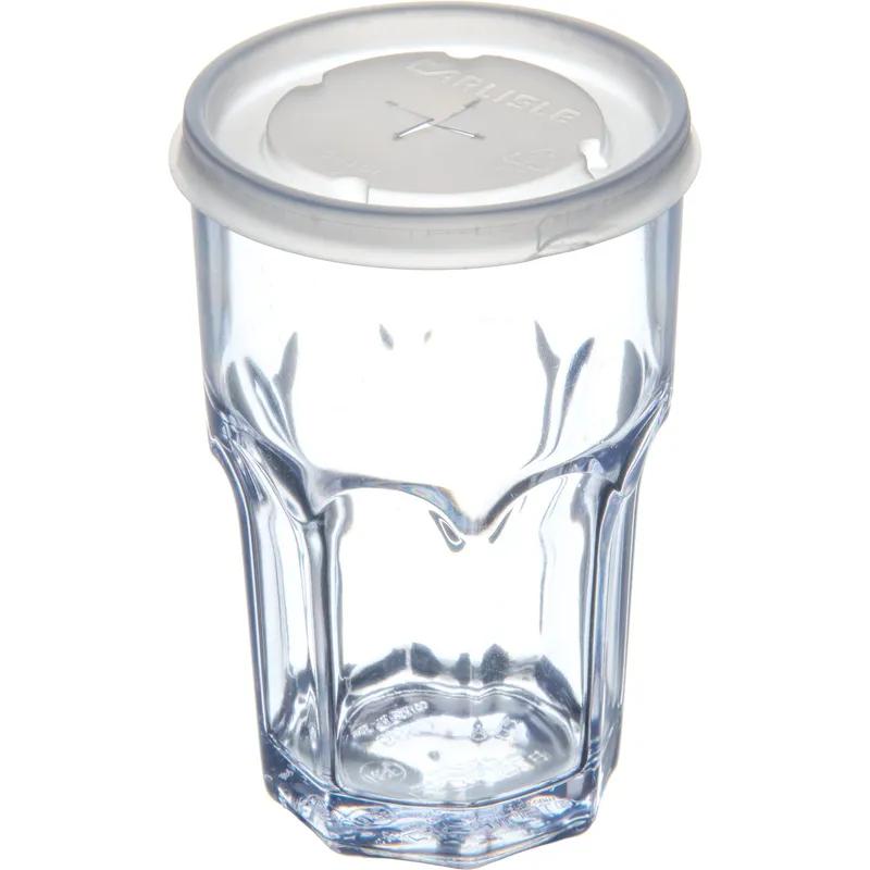 Dinex® Lid Flat SAN Translucent For 10 OZ Cup With Hole 1000/Case
