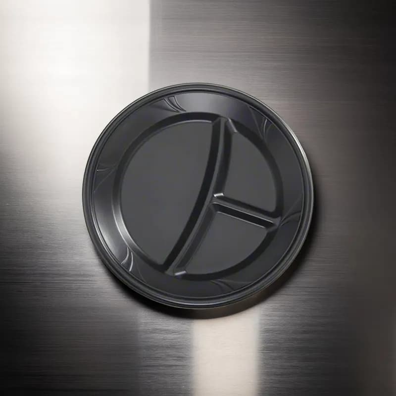 WNA Plate 10.25 IN 3 Compartment Black 400/Case