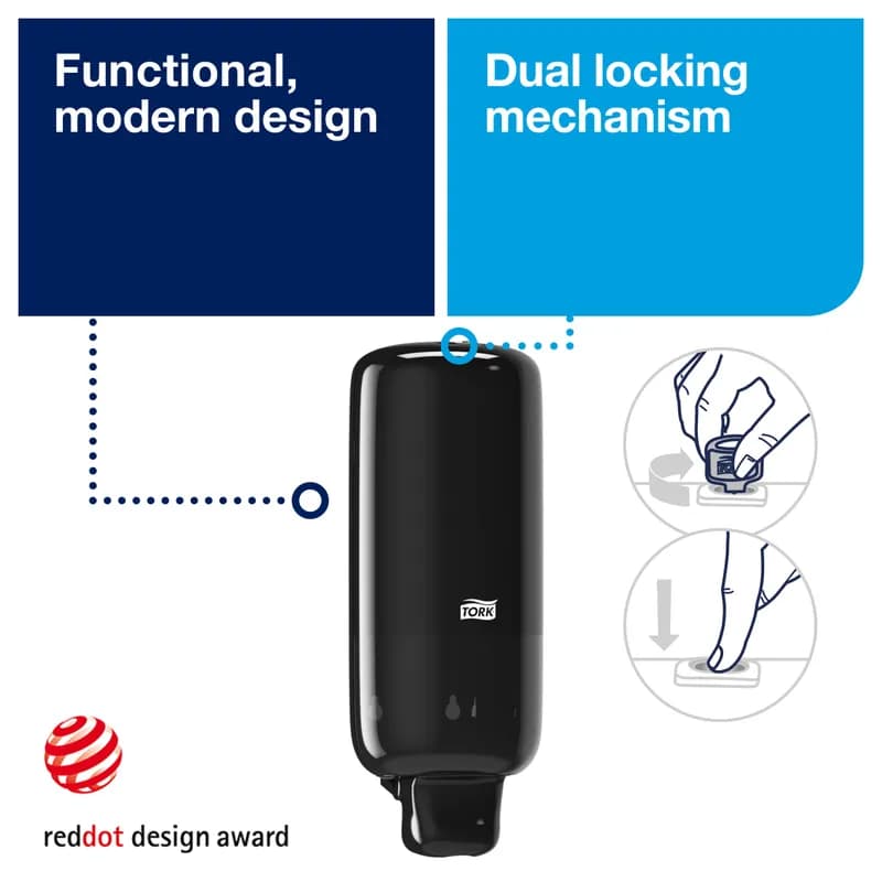 Tork Elevation S4 Soap Dispenser Foam 4.49X4.45X11.5 IN Black Plastic Manual 1/Each