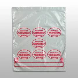 Bag 6.5X7+1.75 IN HDPE 0.5MIL Clear Red Wednesday With Lip & Flip Closure Portion Bag Saddlepack Flat 2000/Case