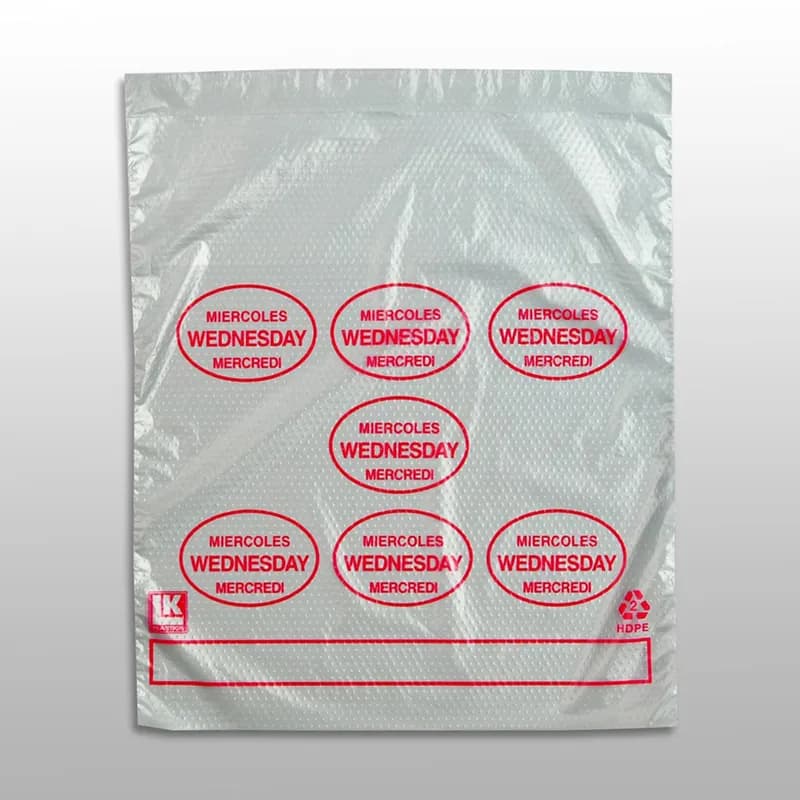 Bag 6.5X7+1.75 IN HDPE 0.5MIL Clear Red Wednesday With Lip & Flip Closure Portion Bag Saddlepack Flat 2000/Case