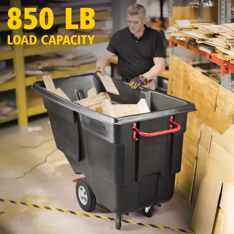 Utility Tilt Truck 73X31X42.88 IN 1 Cubic Yard 850 LB Black Red PE FDA Compliant Rotomolded 1/Each