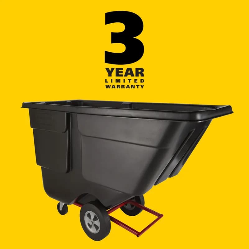 Utility Tilt Truck 73X31X42.88 IN 1 Cubic Yard 850 LB Black Red PE FDA Compliant Rotomolded 1/Each