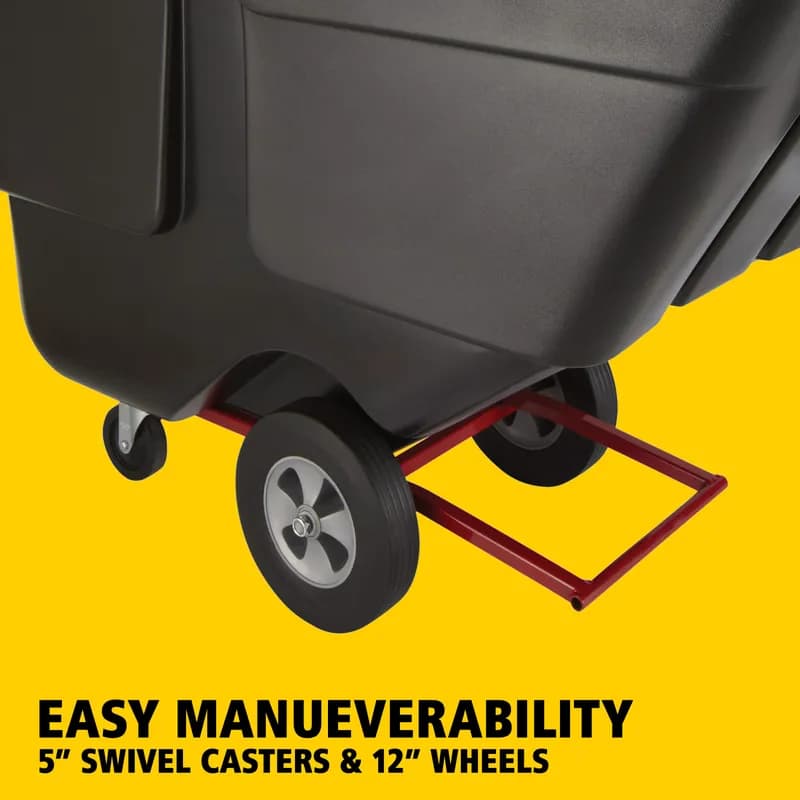 Utility Tilt Truck 73X31X42.88 IN 1 Cubic Yard 850 LB Black Red PE FDA Compliant Rotomolded 1/Each
