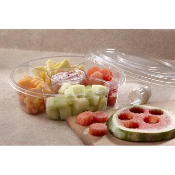 Deli Container Base & Lid Combo 12X12 IN 4 Compartment PET Clear Square 75/Case