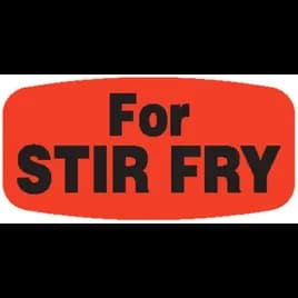 For Stir Fry Label 0.625X1.25 IN Black Fluorescent Red Short Oval 1000 Count/Roll 50 Rolls/Case 50000 Count/Case