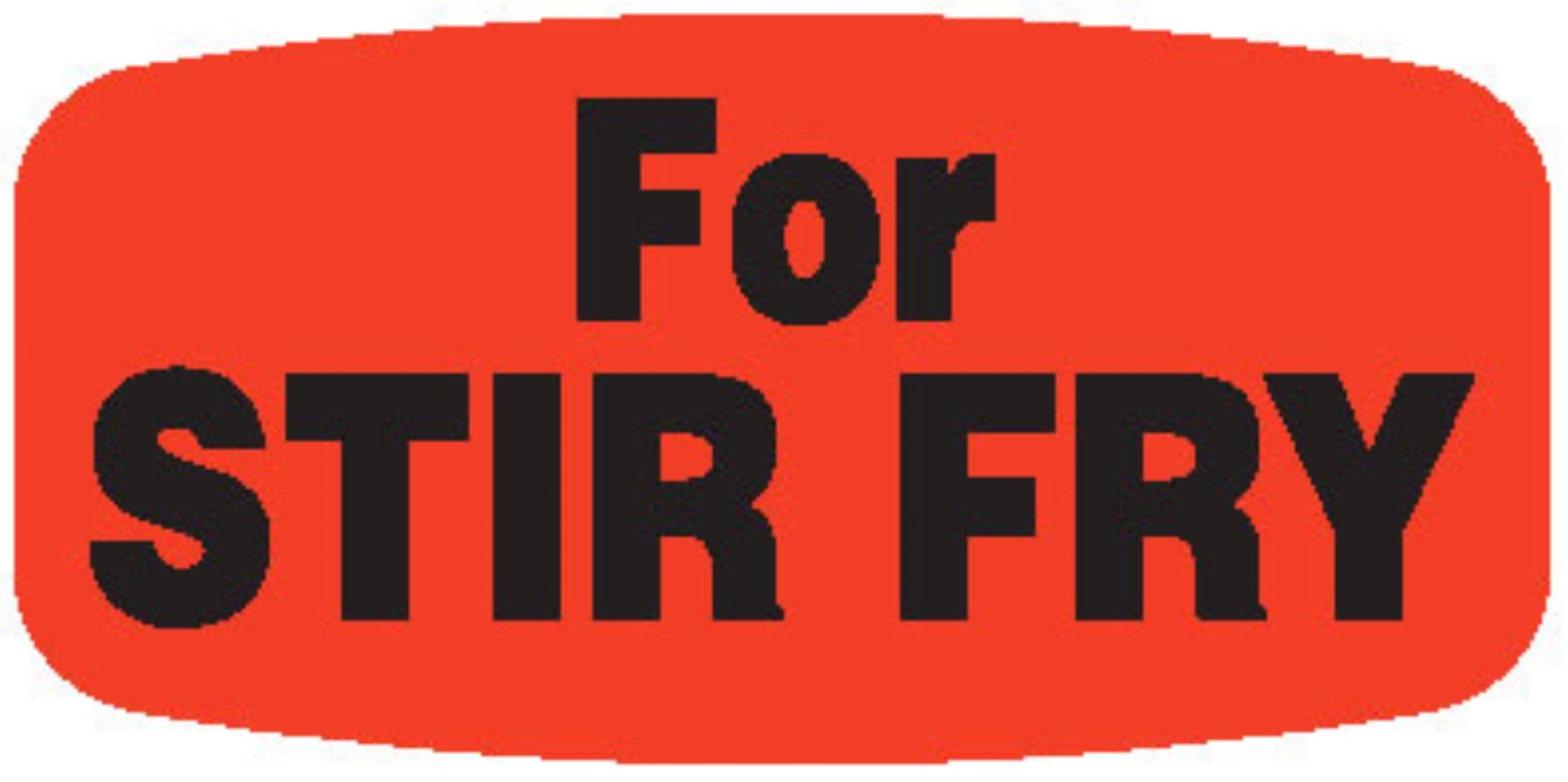 For Stir Fry Label 0.625X1.25 IN Black Fluorescent Red Short Oval 1000 Count/Roll 50 Rolls/Case 50000 Count/Case