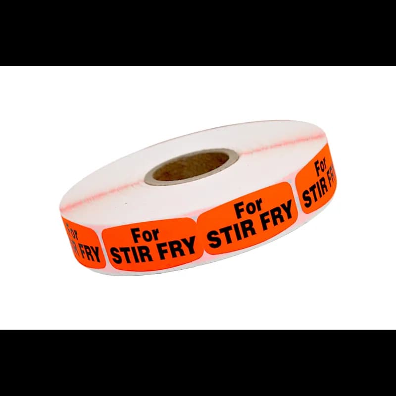 For Stir Fry Label 0.625X1.25 IN Black Fluorescent Red Short Oval 1000 Count/Roll 50 Rolls/Case 50000 Count/Case