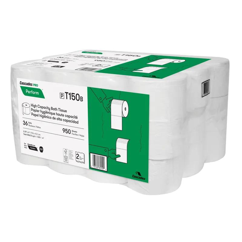 Cascades PRO Toilet Paper & Tissue Roll Tandem 3.75X4 IN 2PLY White Core High Capacity 950 Sheets/Roll 36 Rolls/Case
