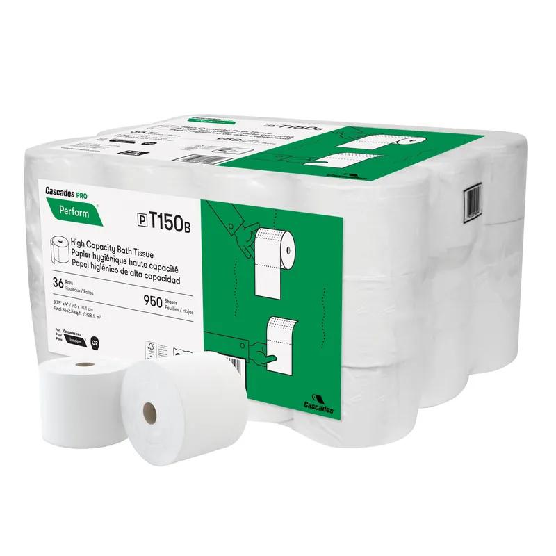 Cascades PRO Toilet Paper & Tissue Roll Tandem 3.75X4 IN 2PLY White Core High Capacity 950 Sheets/Roll 36 Rolls/Case