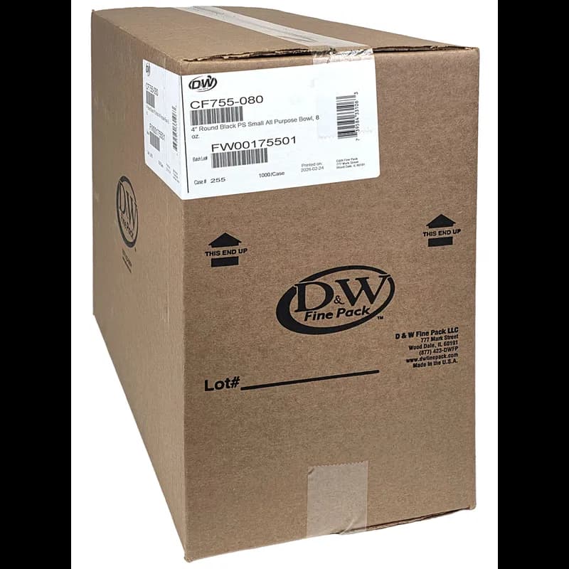 Take-Out Container Base 8 OZ PS Black Round 1000/Case