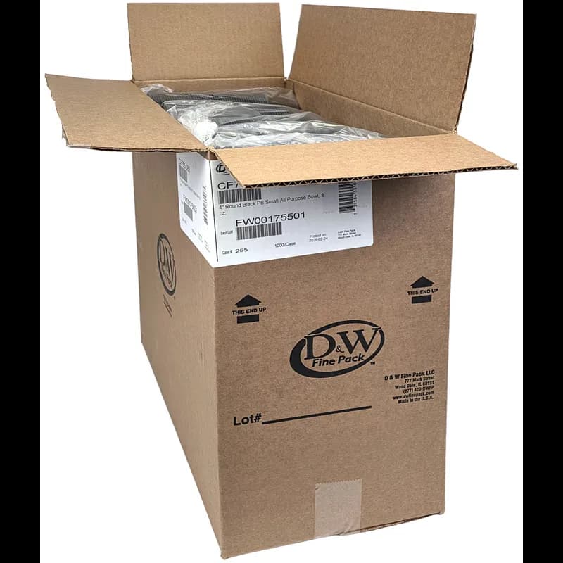 Take-Out Container Base 8 OZ PS Black Round 1000/Case