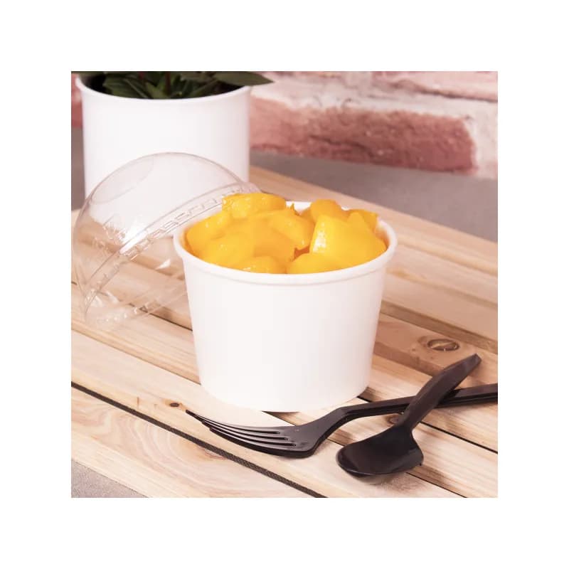 Karat® Food Container Base 8 OZ Double Wall Poly-Coated Paper White Round 1000/Case