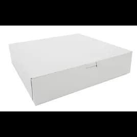 Bakery Box 12X12X2.75 IN Clay-Coated Kraft Board White Kraft Square Lock Corner Tuck Top 100/Bundle