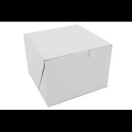 Bakery Box 5.5X5.5X4 IN Clay-Coated Kraft Board White Kraft Square Lock Corner Tuck Top 250/Bundle