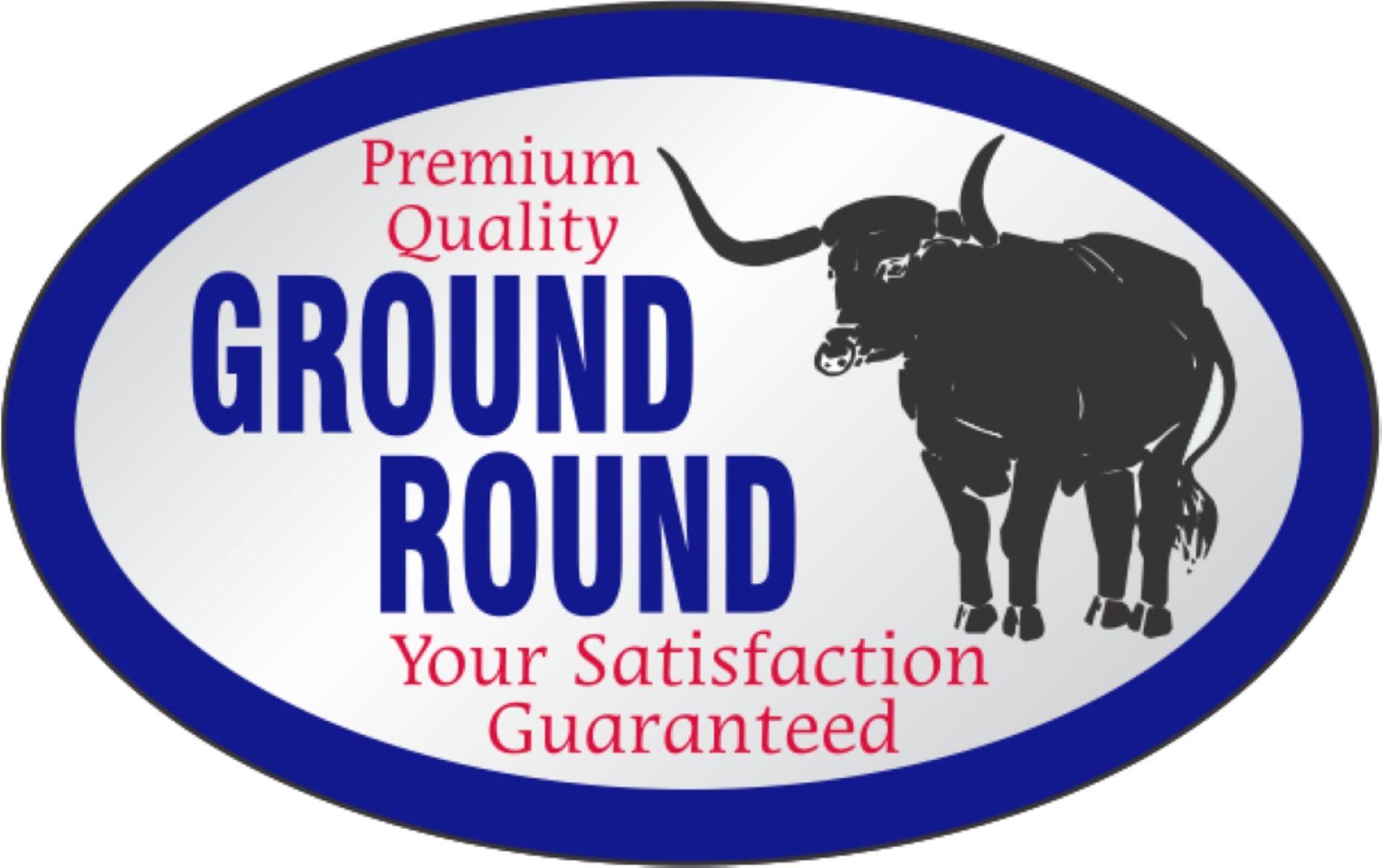 Premium Quality Ground Round Meat Label 1.25X2 IN Silver Blue Black Red Oval 500 Count/Roll 20 Rolls/Case