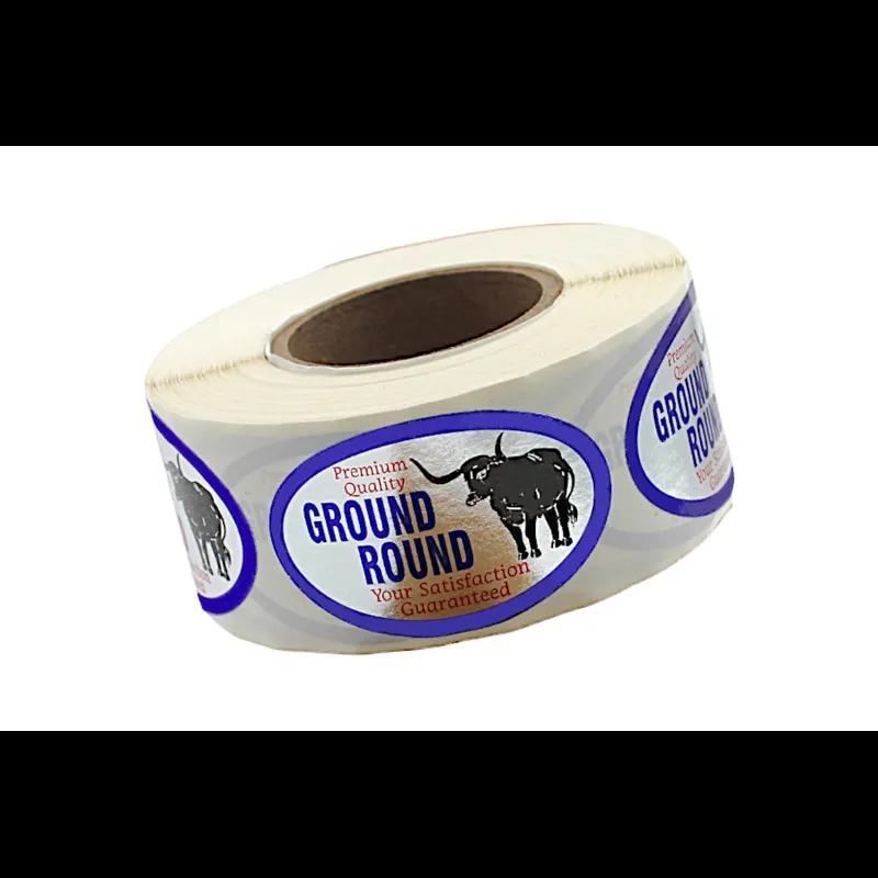 Ground Round Beef Label 2X1.25 IN Premium Quality 500/Roll