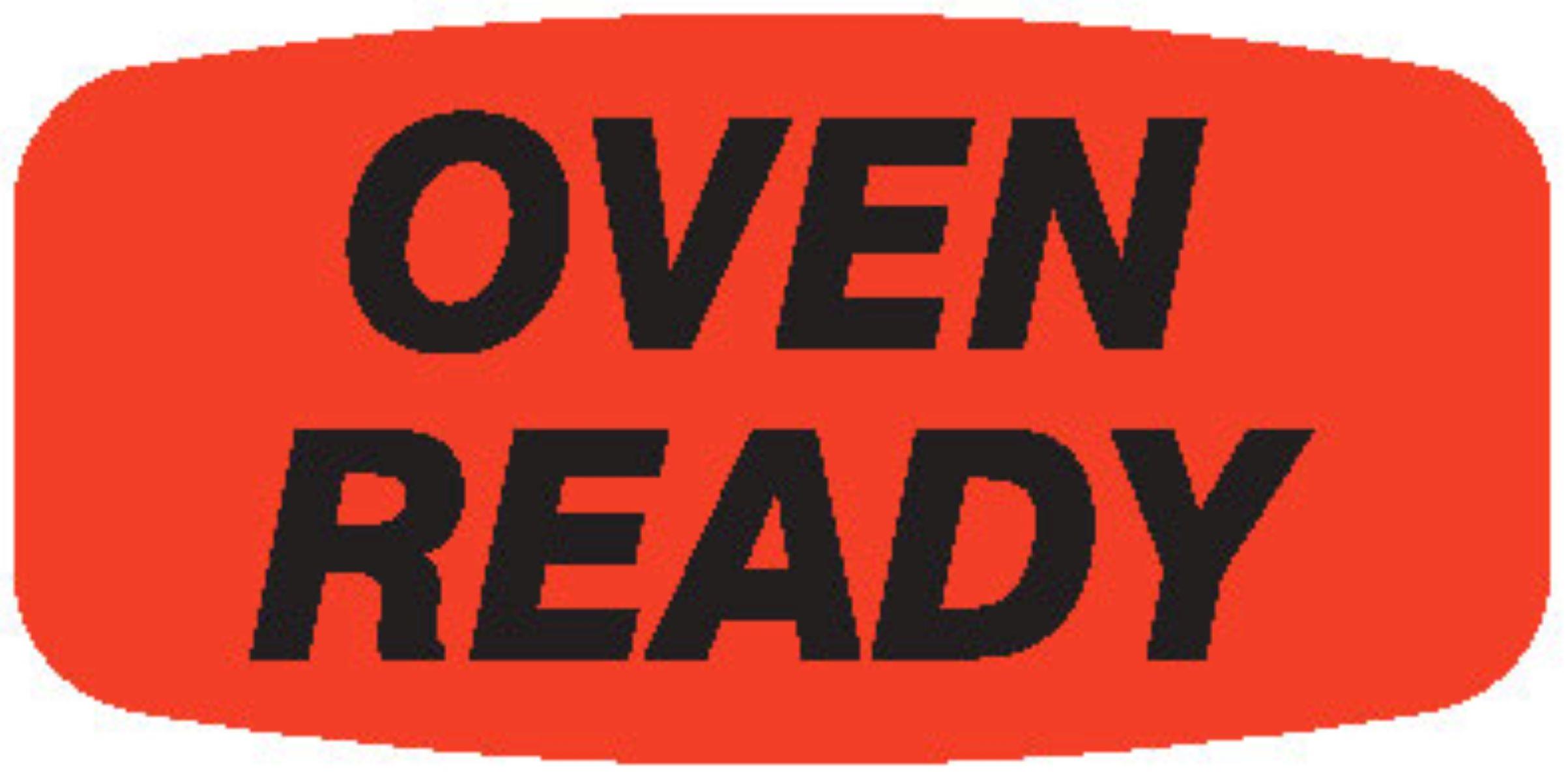 Oven Ready Label 0.625X1.25 IN Black Fluorescent Red Short Oval 1000 Count/Roll 50 Rolls/Case 50000 Count/Case