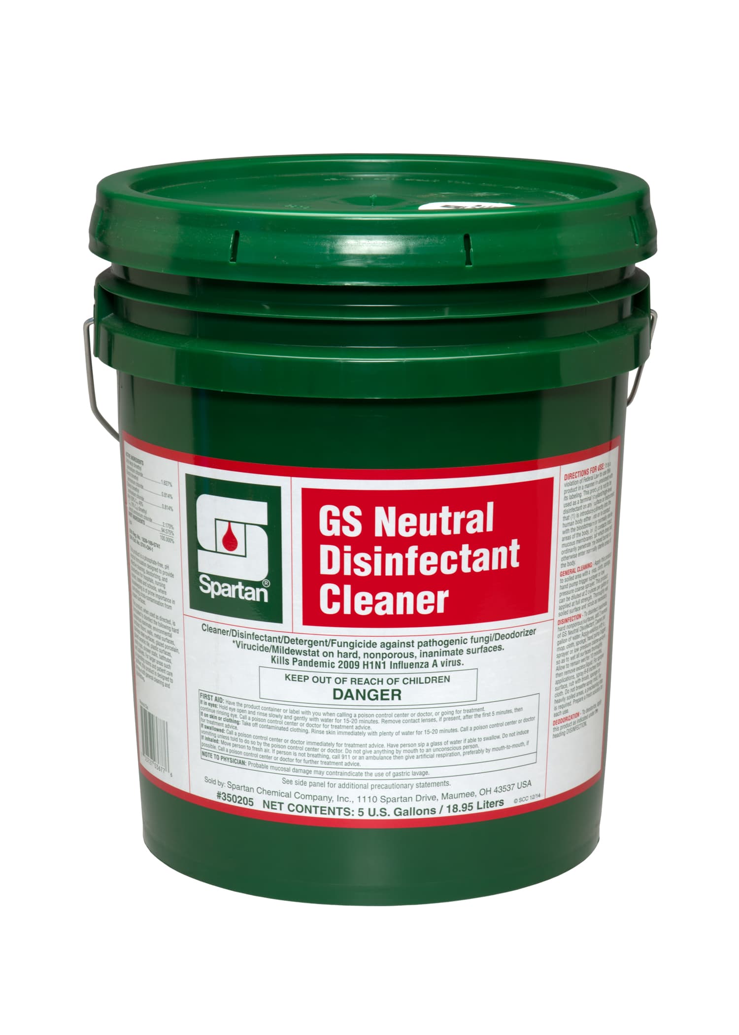 Green Solutions® Neutral Disinfectant Cleaner® Unscented One-Step 5 GAL Multi Surface Concentrate Quat 1/Pail