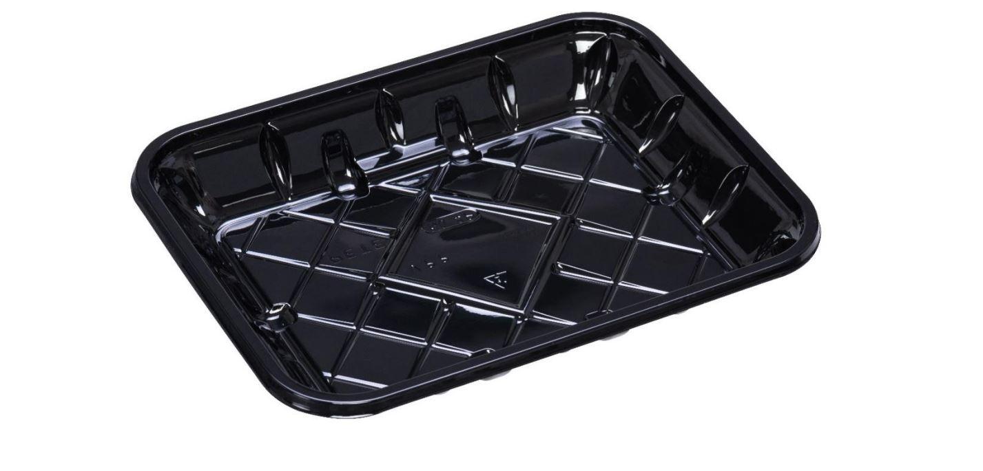 4P Meat Tray RPET Black 480/Case