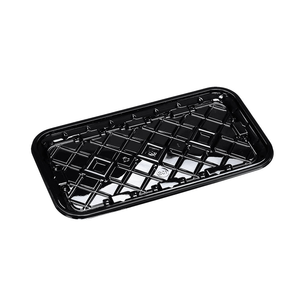 10S Meat Tray 10.78X5.9X0.67 IN RPET Black Rectangle 300/Case