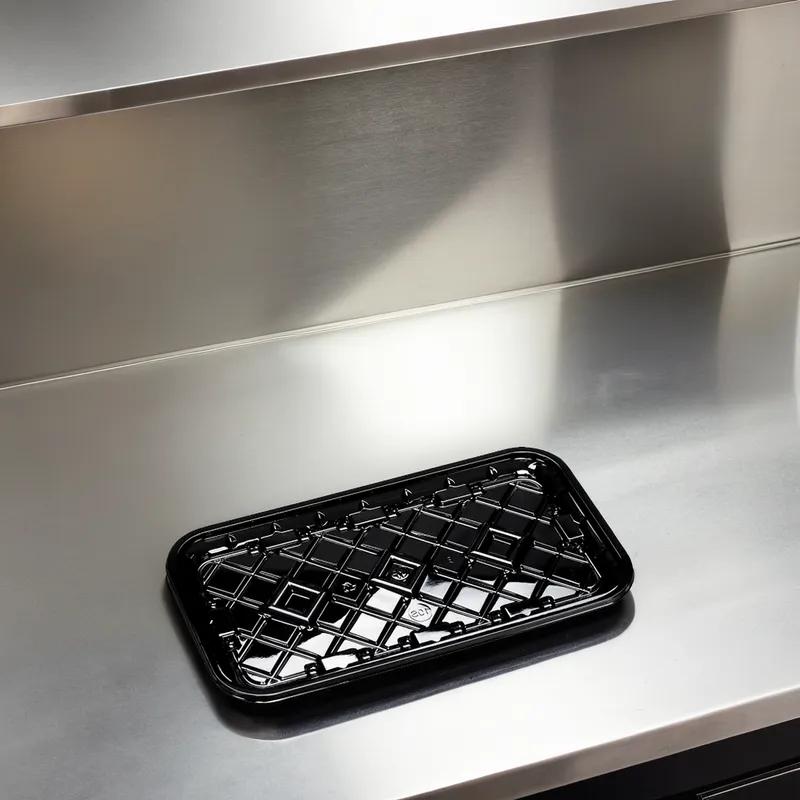 10S Meat Tray 10.78X5.9X0.67 IN RPET Black Rectangle 300/Case
