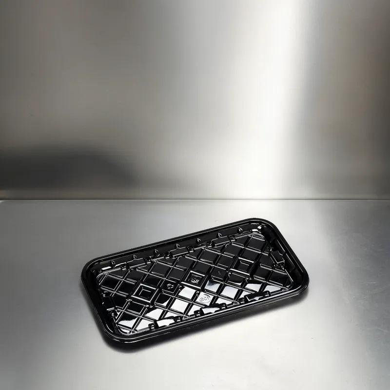 10S Meat Tray 10.78X5.9X0.67 IN RPET Black Rectangle 300/Case