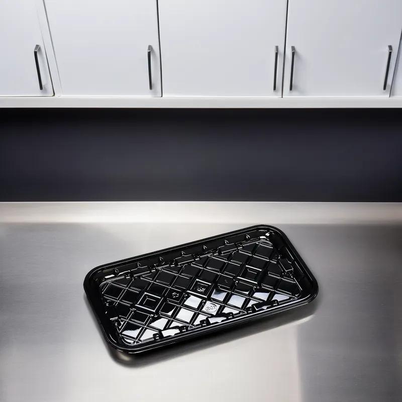 10S Meat Tray 10.78X5.9X0.67 IN RPET Black Rectangle 300/Case