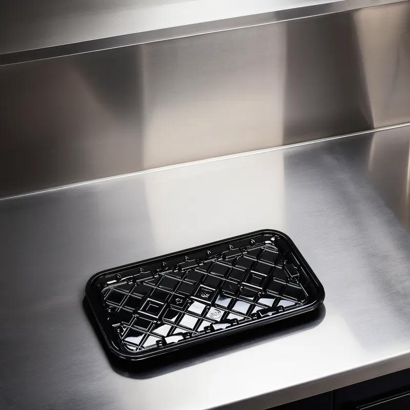 10S Meat Tray 10.78X5.9X0.67 IN RPET Black Rectangle 300/Case
