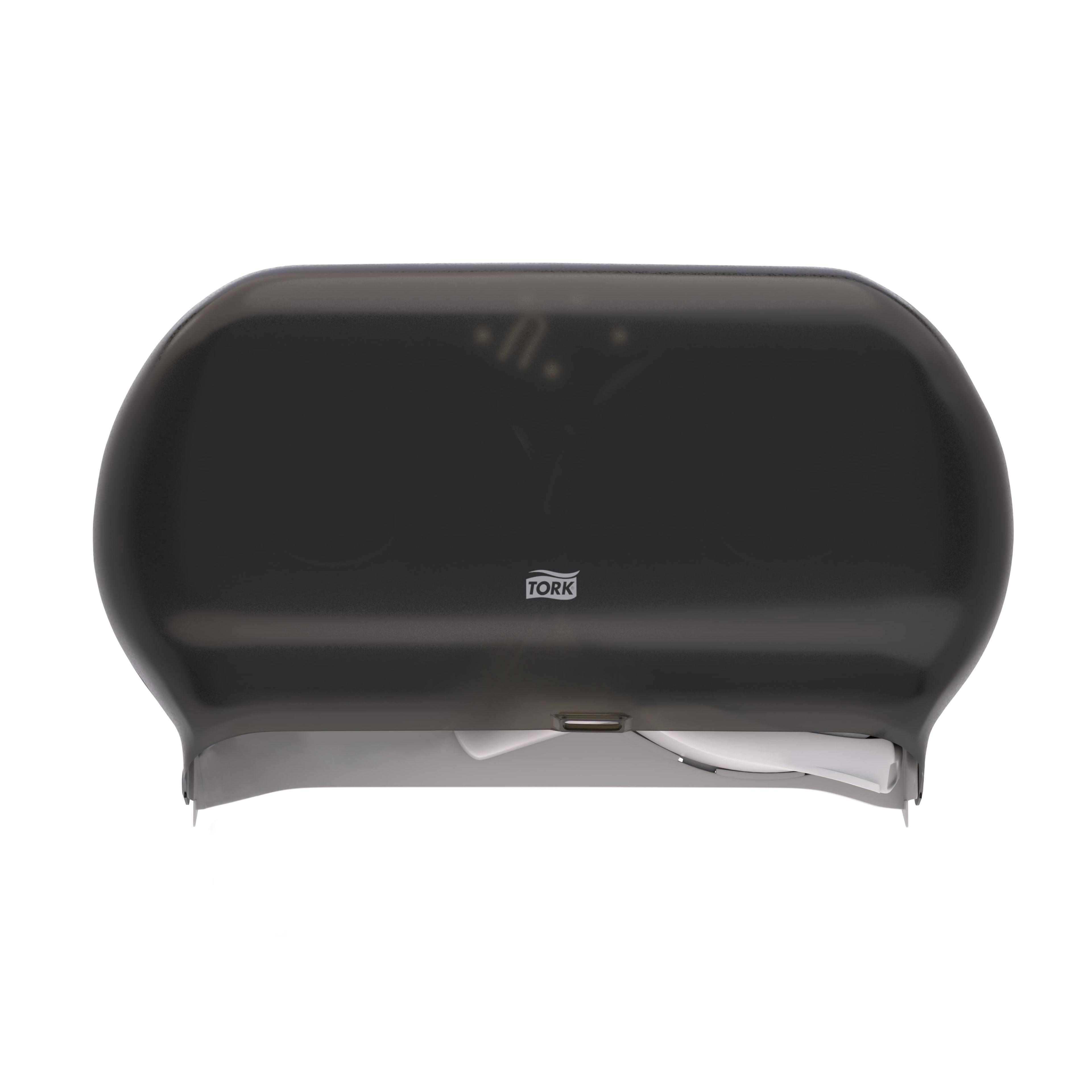 Tork T22 Toilet Paper Dispenser 5.51X19.29X11.83 IN Plastic Wall Mount Smoke 2-Roll Jumbo (JRT) Side-by-Side 1/Case