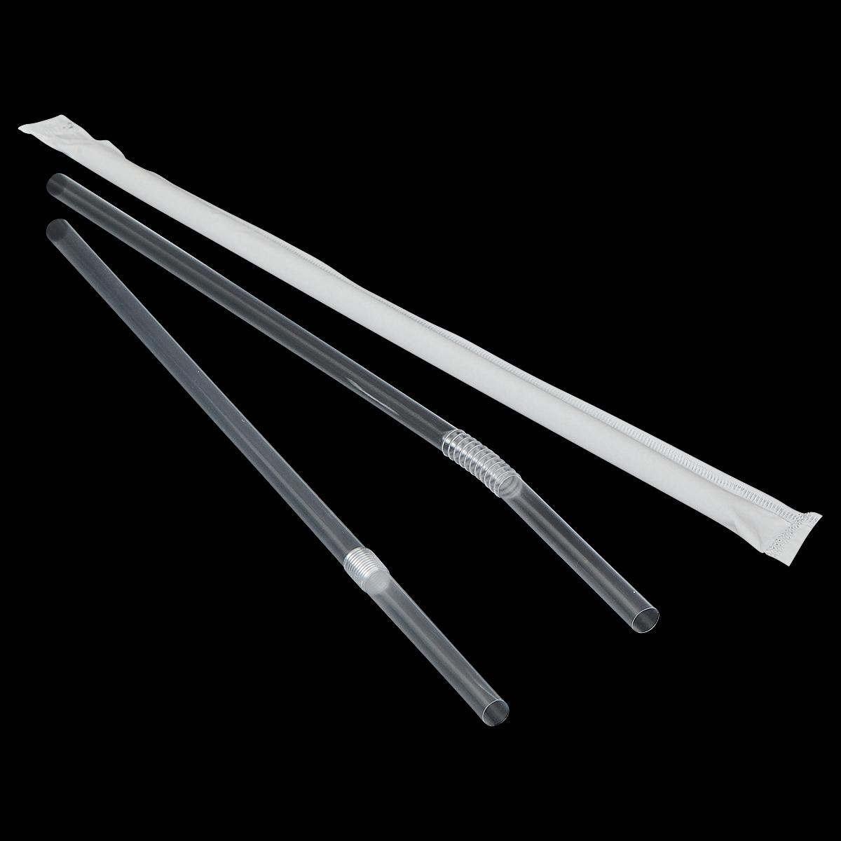 Victoria Bay Jumbo Straw Flex Straw 7.75 IN PP Clear Wrapped 400 Count/Pack 25 Packs/Case 10000 Count/Case