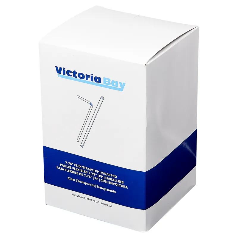 Victoria Bay Jumbo Straw Flex Straw 7.75 IN PP Clear Wrapped 400 Count/Pack 25 Packs/Case 10000 Count/Case