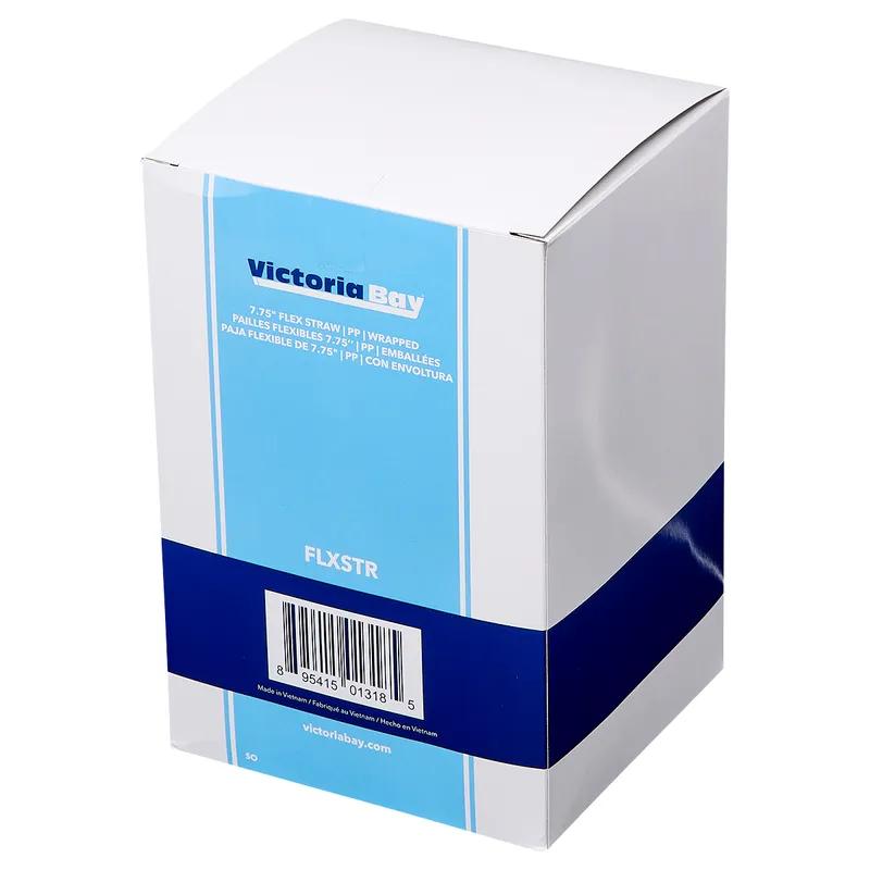 Victoria Bay Jumbo Straw Flex Straw 7.75 IN PP Clear Wrapped 400 Count/Pack 25 Packs/Case 10000 Count/Case