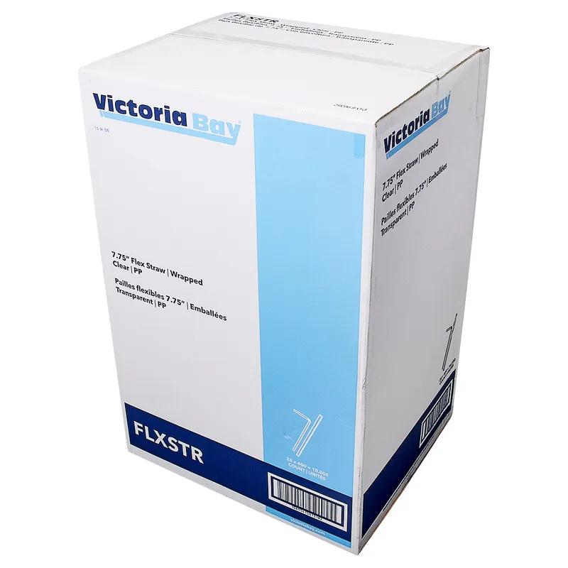 Victoria Bay Jumbo Straw Flex Straw 7.75 IN PP Clear Wrapped 400 Count/Pack 25 Packs/Case 10000 Count/Case