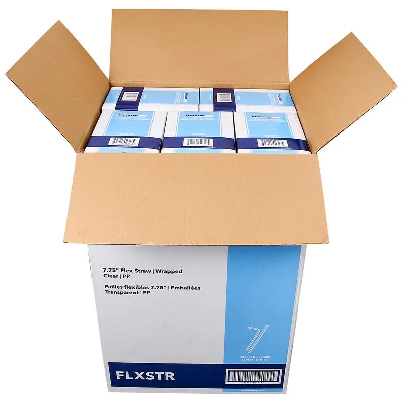 Victoria Bay Jumbo Straw Flex Straw 7.75 IN PP Clear Wrapped 400 Count/Pack 25 Packs/Case 10000 Count/Case
