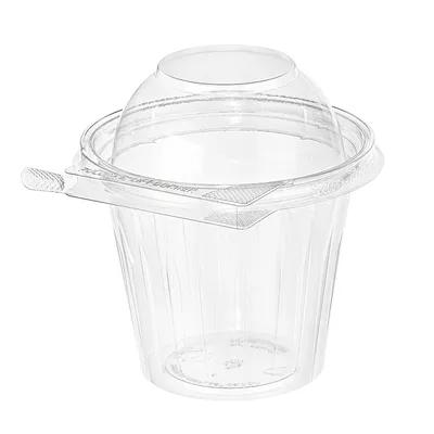 Safe-T-Fresh® Deli Container Hinged With Dome Lid 12 OZ RPET Clear Round 256/Case