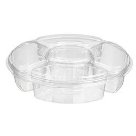 Essentials Deli Container Base & Lid Combo With Dome Lid 115 OZ 5 Compartment rDPET Clear Round 50/Case