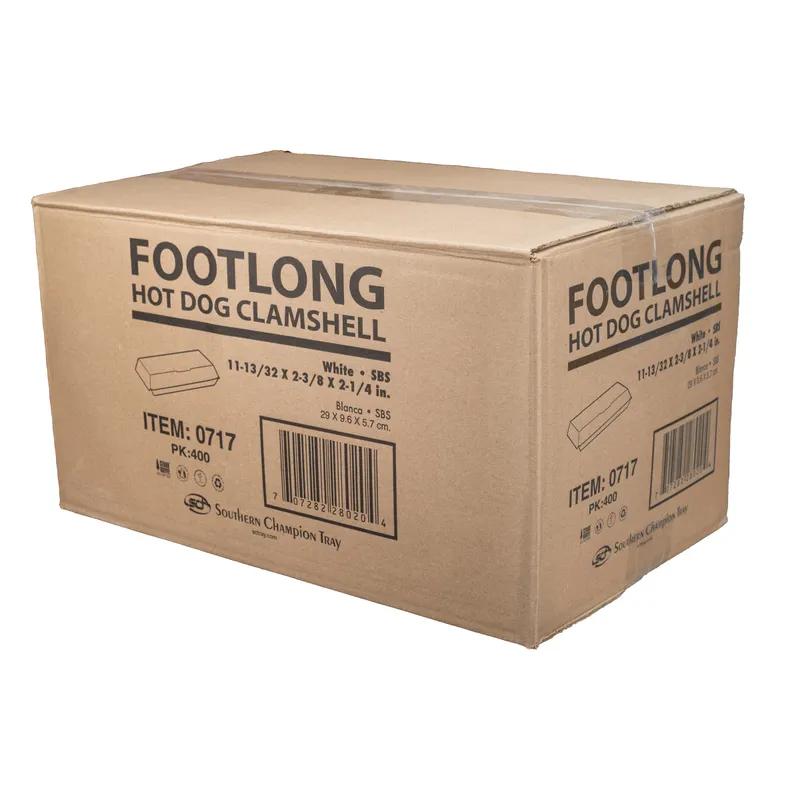 Hot Dog Food Tray 10.25X1.5X1.25 IN SBS Paperboard White Rectangle 500/Case