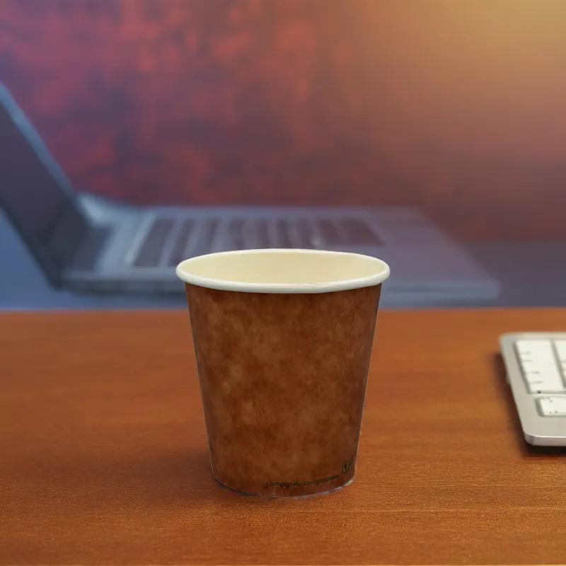 Hot Cup 10 OZ Single Wall Poly-Coated Paper PLA Kraft 1000/Case