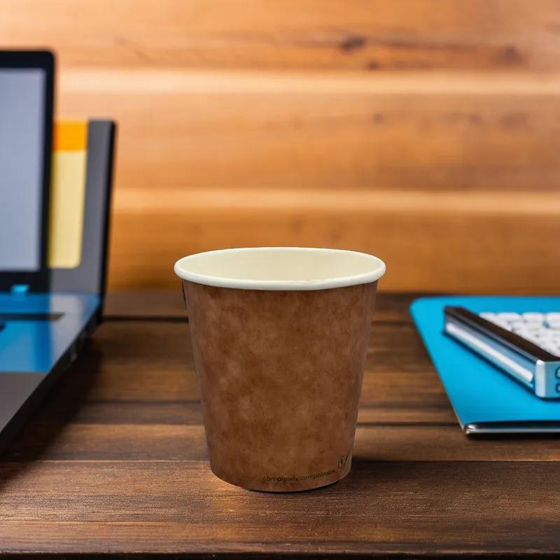 Hot Cup 10 OZ Single Wall Poly-Coated Paper PLA Kraft 1000/Case