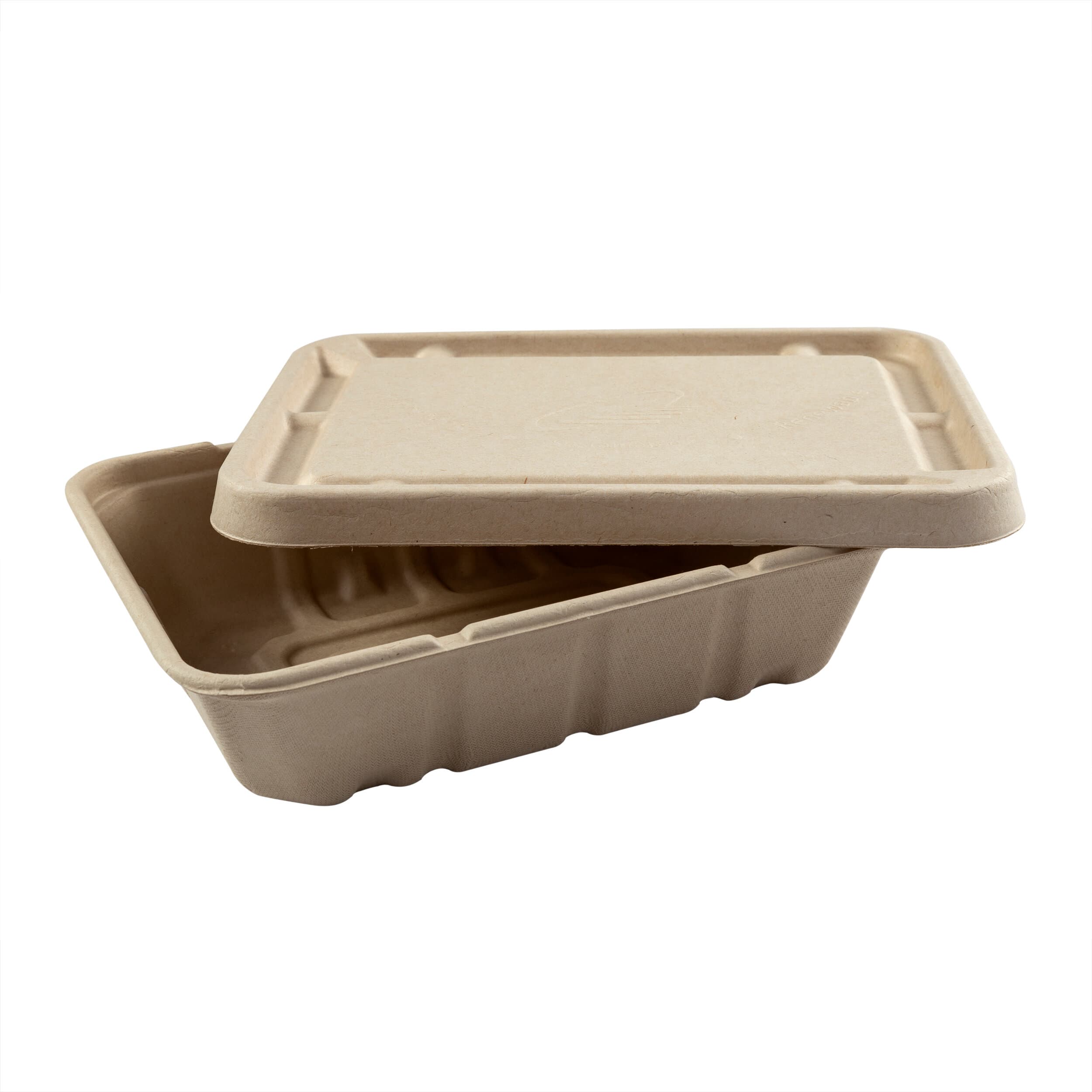 PrimeWare® Take-Out Container Base 7X9X2.25 IN Molded Fiber Natural Rectangle Shallow 50 Count/Pack 4 Packs/Case