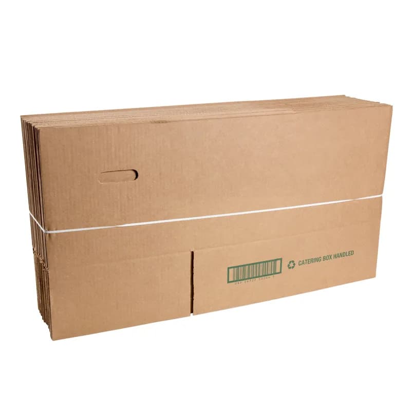 Catering Box Base 22X13X12.5 IN Corrugated Paperboard Kraft Rectangle With Handle 25 Count/Case