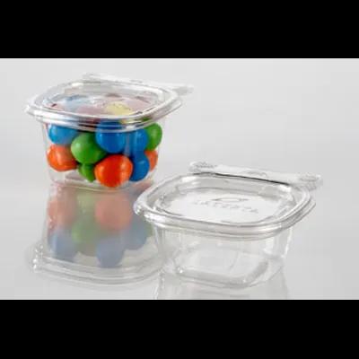 Deli Container Hinged With Flat Lid 2 OZ PET Clear Square 1050/Case