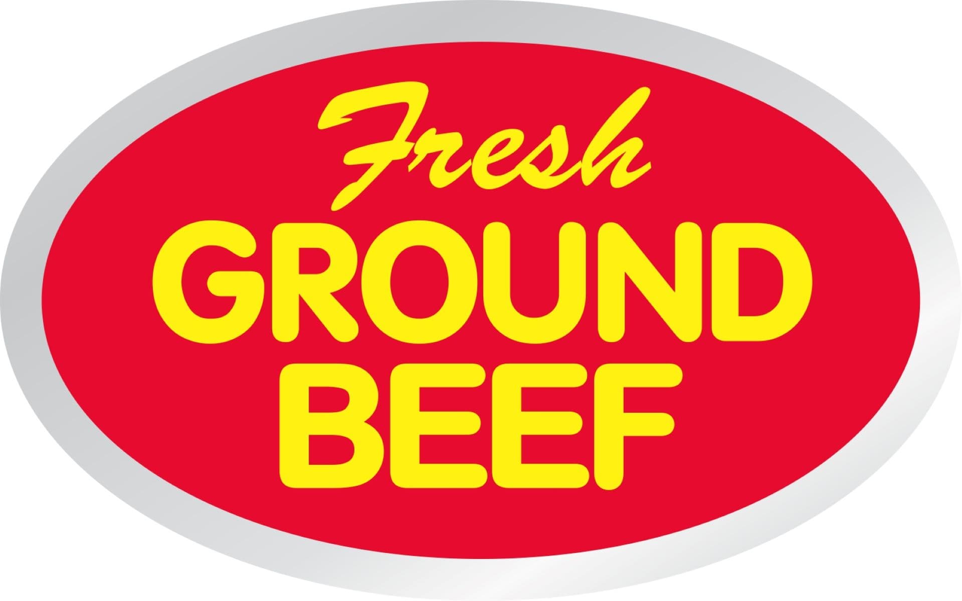 Fresh Ground Beef Meat Label 1.25X2 IN Silver Yellow White Red Oval 500 Count/Roll 20 Rolls/Case 10000 Count/Case